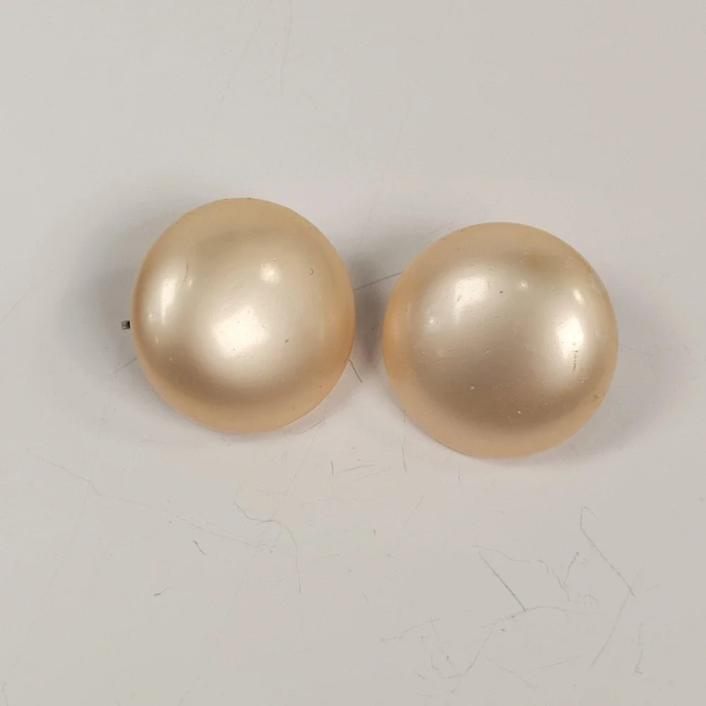 Vintage Coro Lucite Clip-On Earrings Round Dome Stud Statement Jewelry